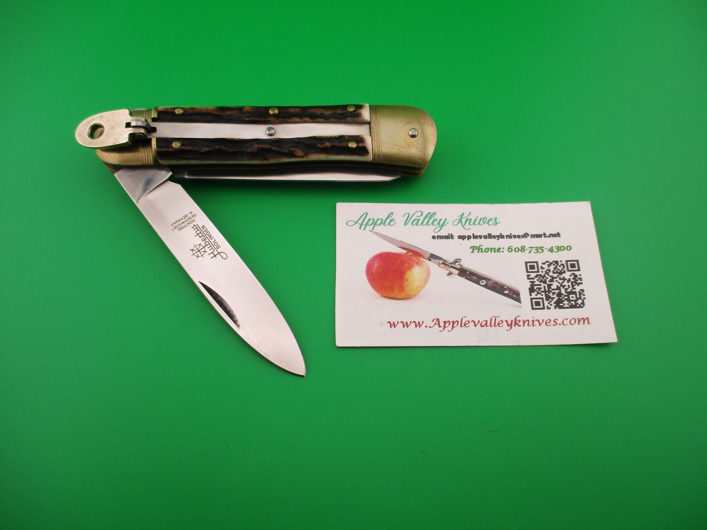 HUBERTUS SOLINGEN 11cm West German Lever Stag 2 blade Camper automatic knife