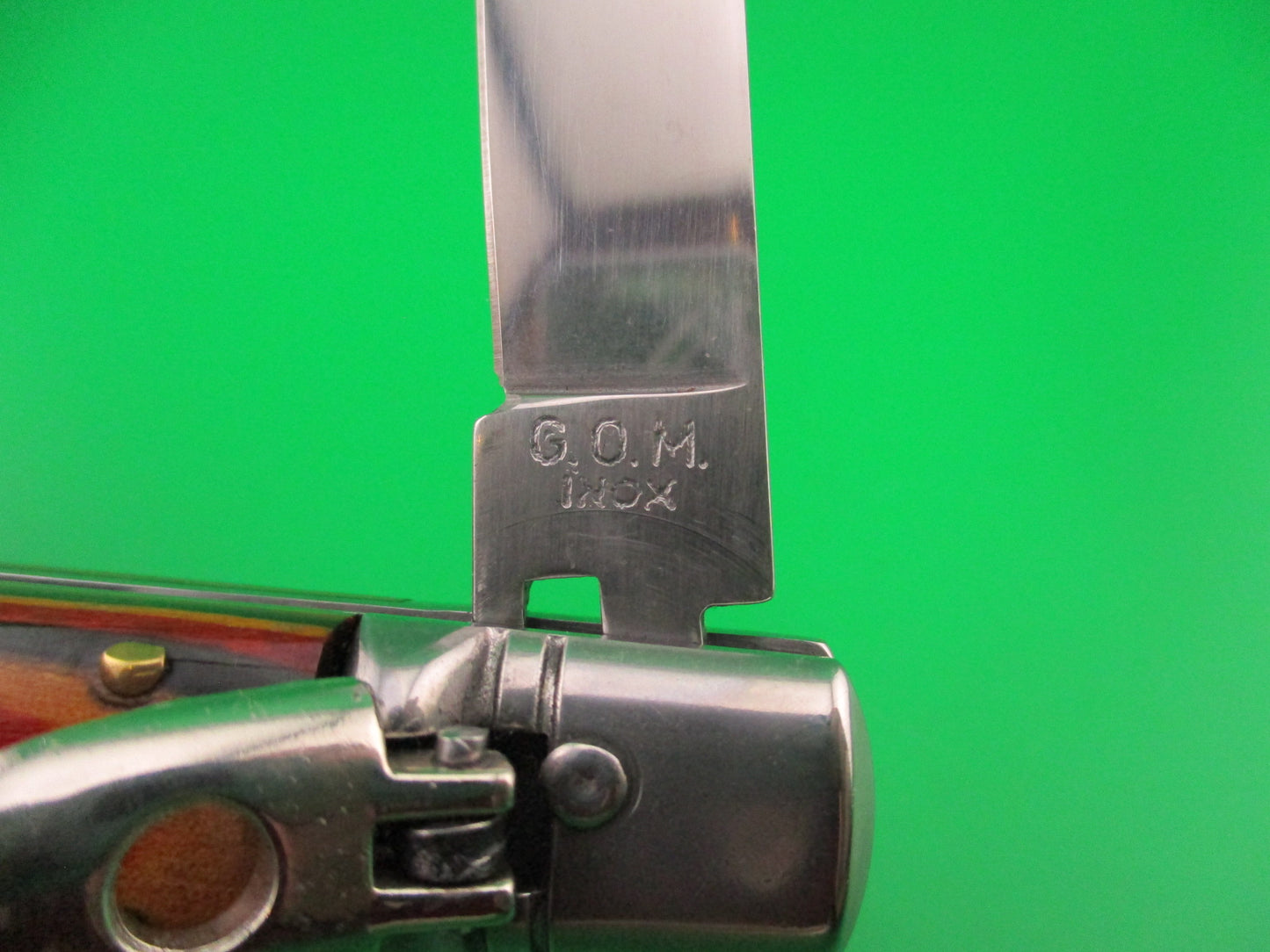 G.O.M Inox 20cm Italian Lever Slimline Frostwood vintage automatic knife
