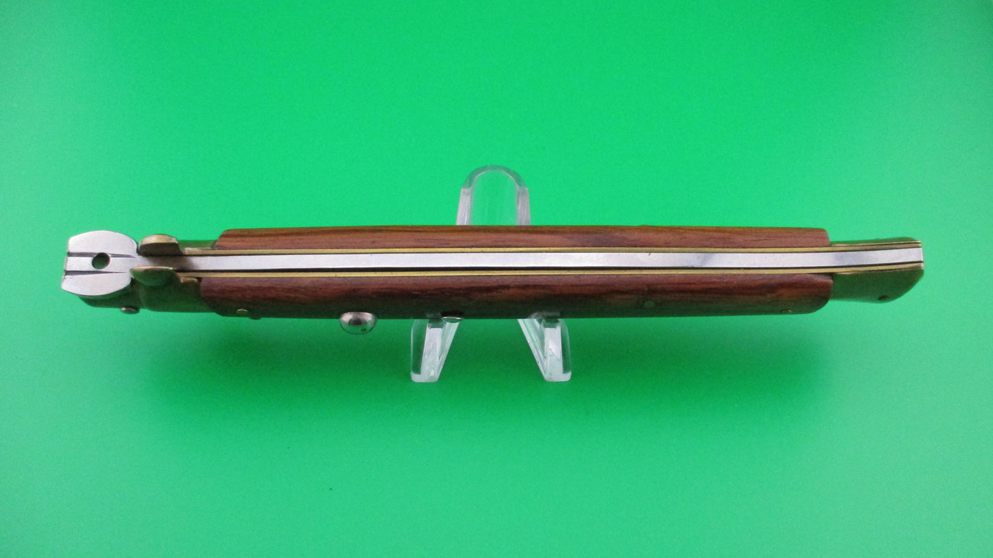 INOX ITALY STAINLESS 33cm Italian Stiletto Swivel bolster wood & brass bayonet switchblade