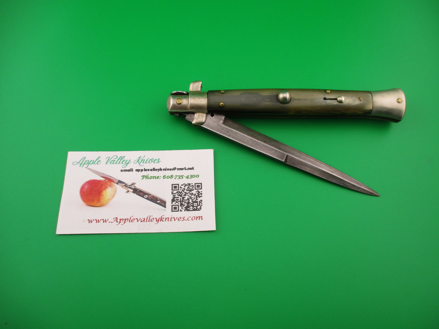 Latama ITALY 28cm Italian Picklock Vintage 1950s Green Horn Bayonet automatic knife