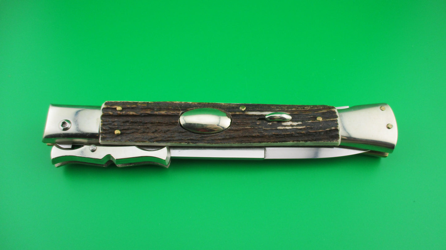 z AGA CAMPOLIN MANIAGO ITALY 2020 33cm Italian Batwing Stag Oval Button switchblade