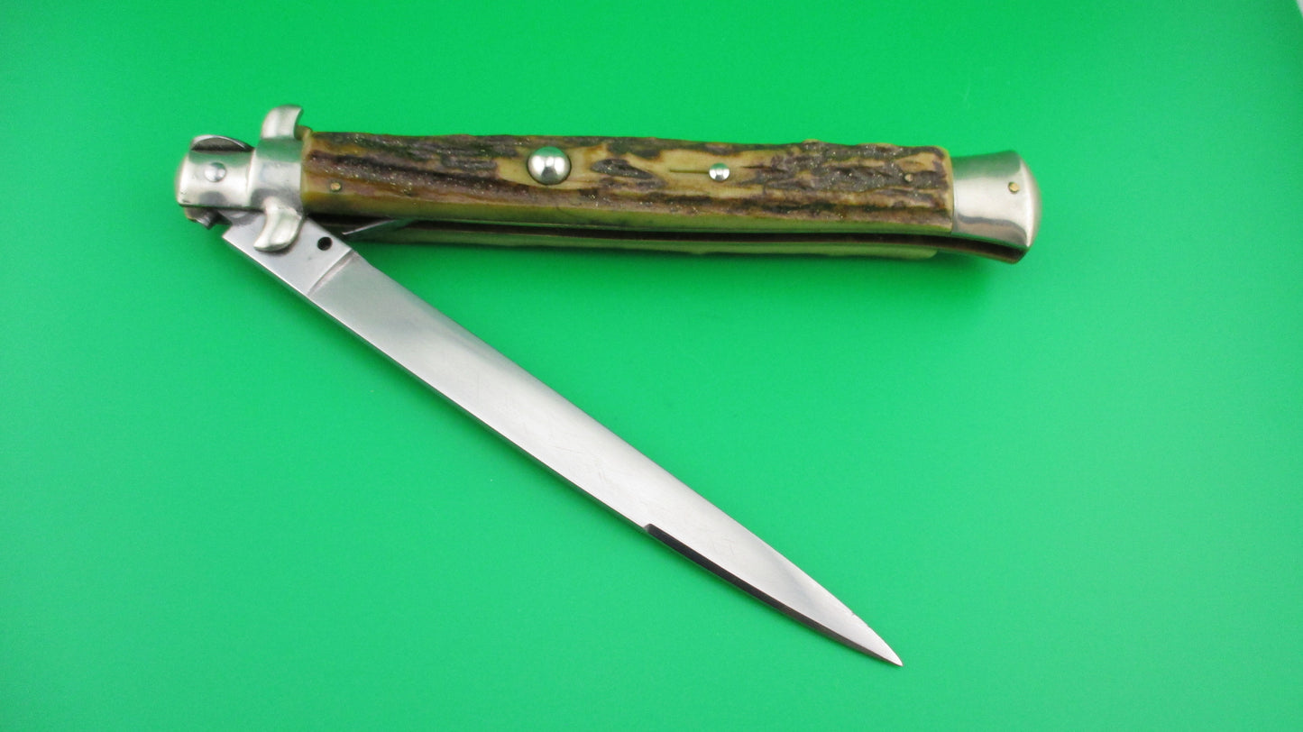 MADE IN ITALY INOXID 33cm Italian Picklock STAG Vintage automatic knife