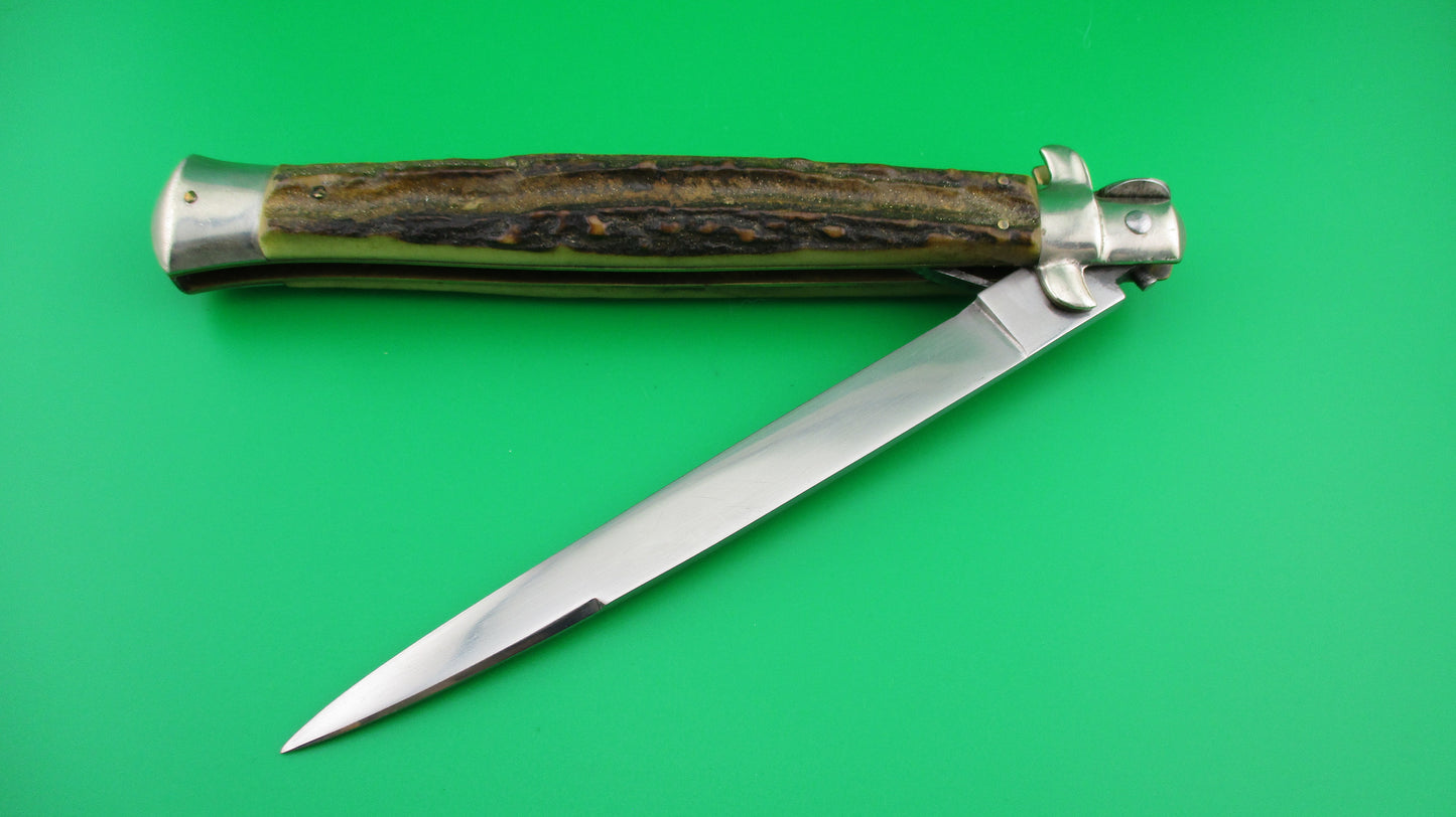 MADE IN ITALY INOXID 33cm Italian Picklock STAG Vintage automatic knife