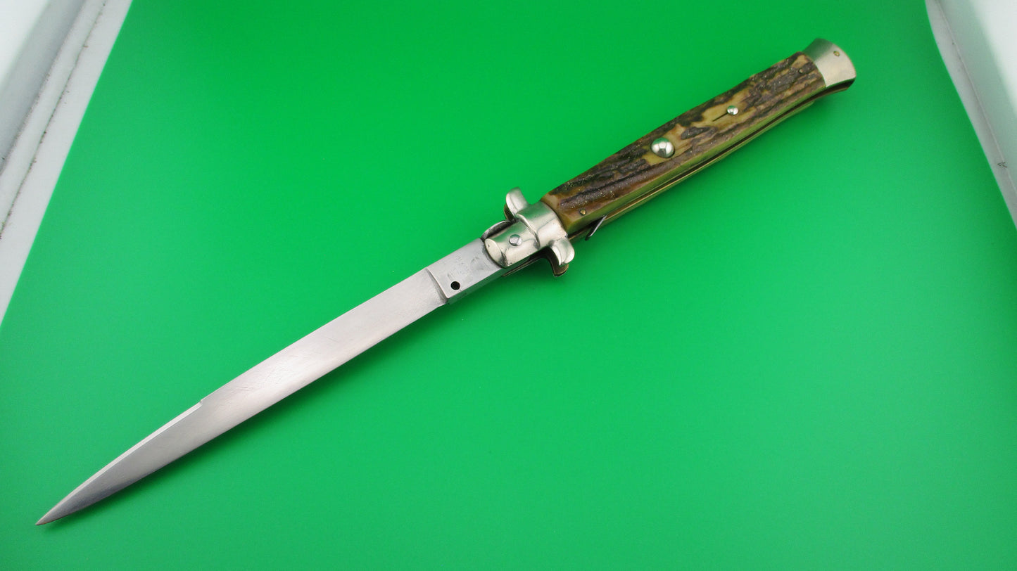 MADE IN ITALY INOXID 33cm Italian Picklock STAG Vintage automatic knife