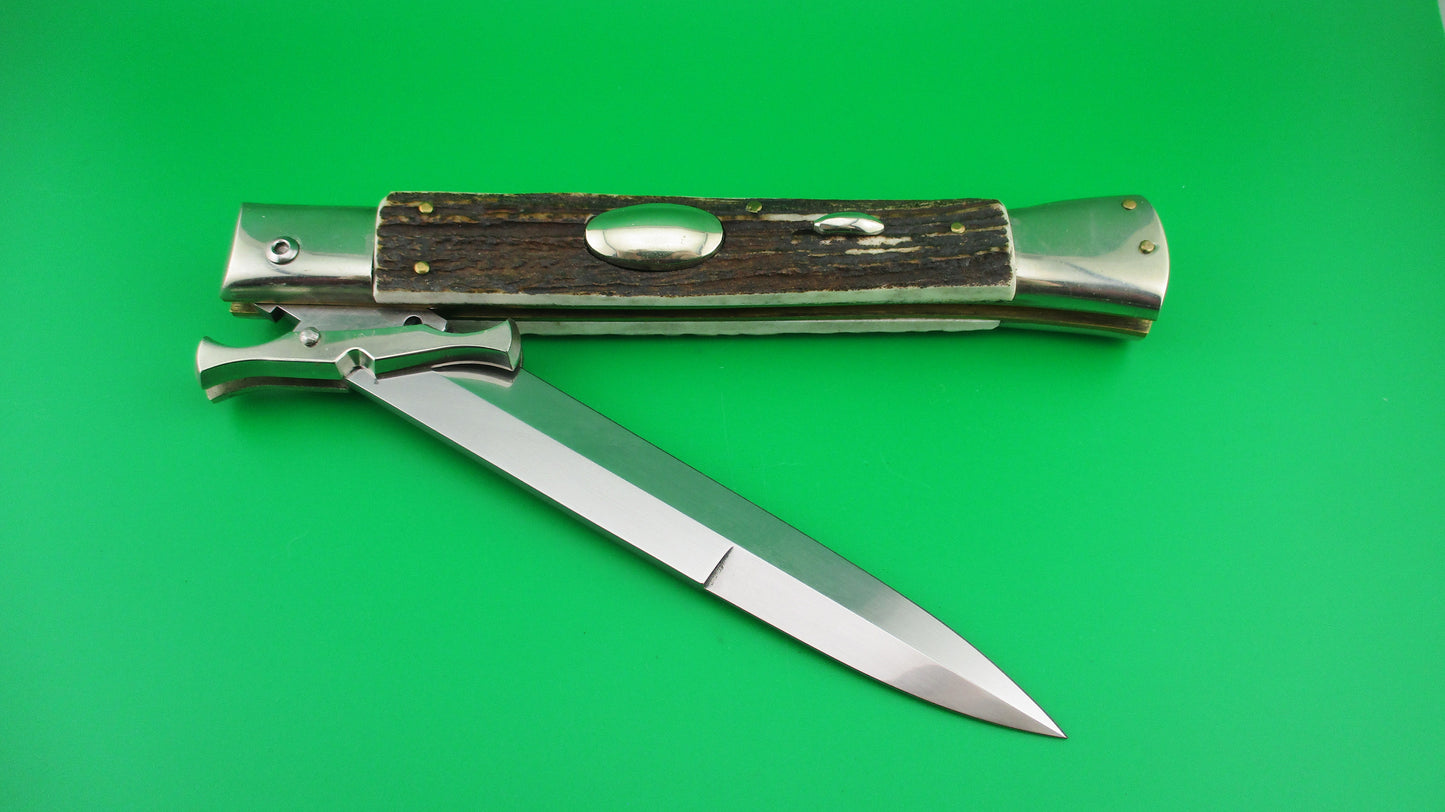 z AGA CAMPOLIN MANIAGO ITALY 2020 33cm Italian Batwing Stag Oval Button switchblade