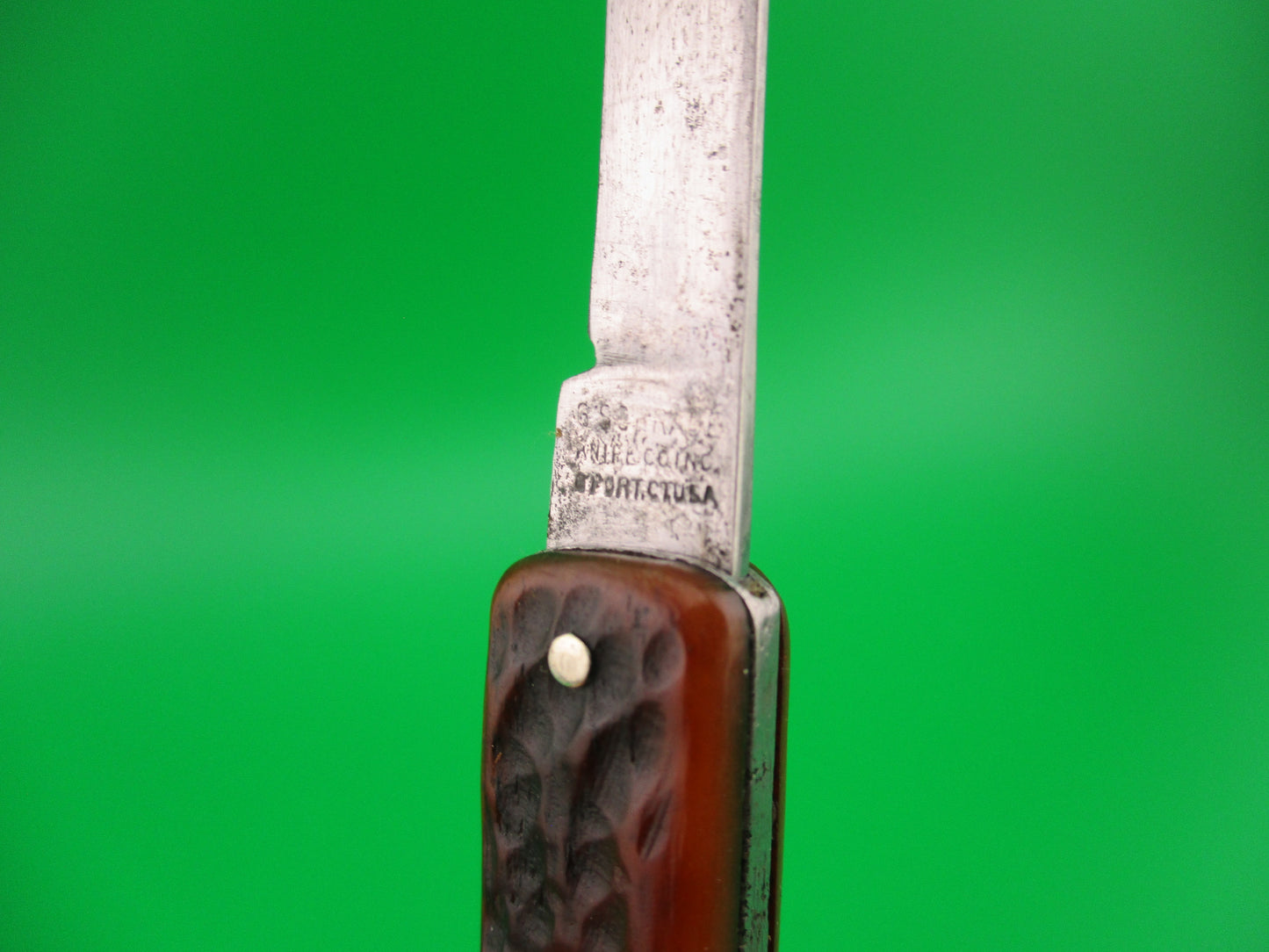 GEO SCHRADE KNIFE CO INC Pullball Vintage 1940s bone automatic knife