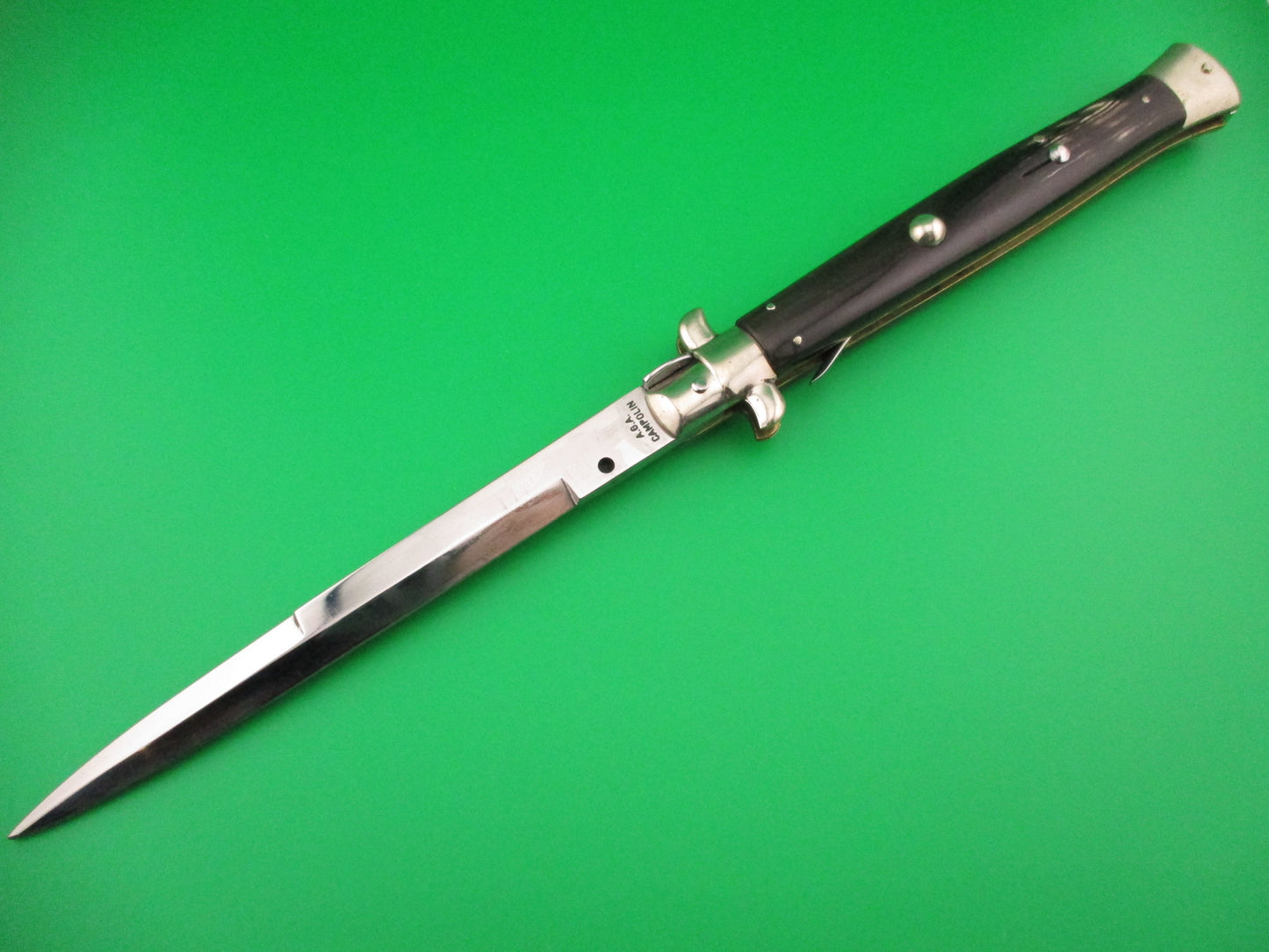 AGA CAMPOLIN 33cm Picklock Stiletto Brown streaked horn NOS automatic knife