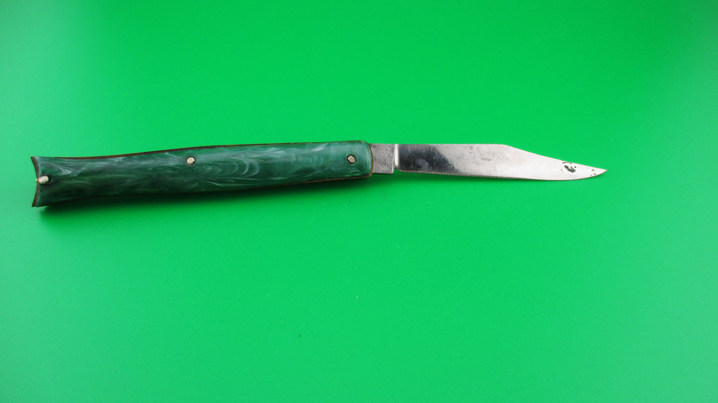 z Edgemaster Fishtail Green Swirl 1950s American switchblade knife