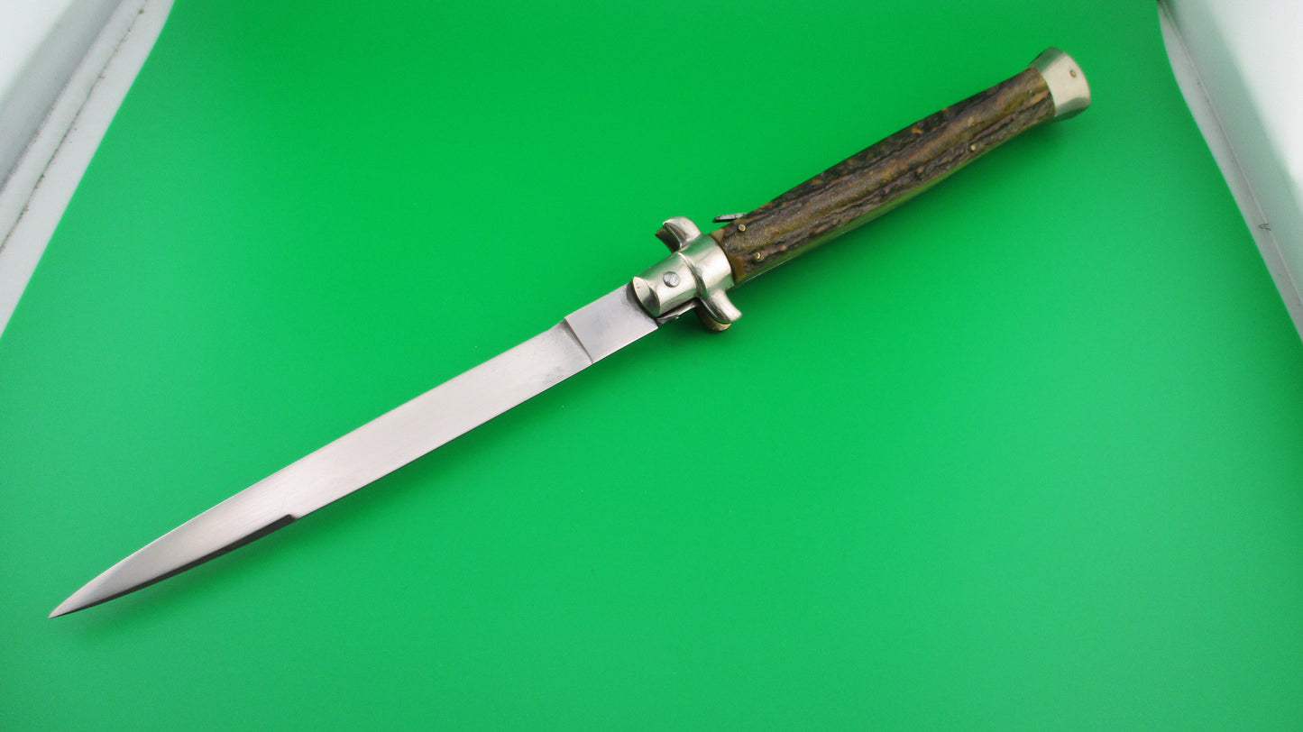 MADE IN ITALY INOXID 33cm Italian Picklock STAG Vintage automatic knife