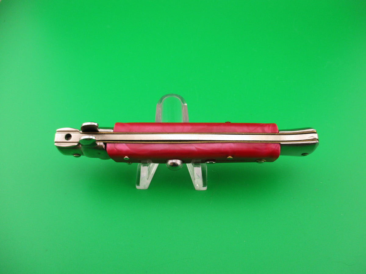 CJH ROSTFREI 21cm Italian Swivel bolster Red acrylic automatic knife Germany