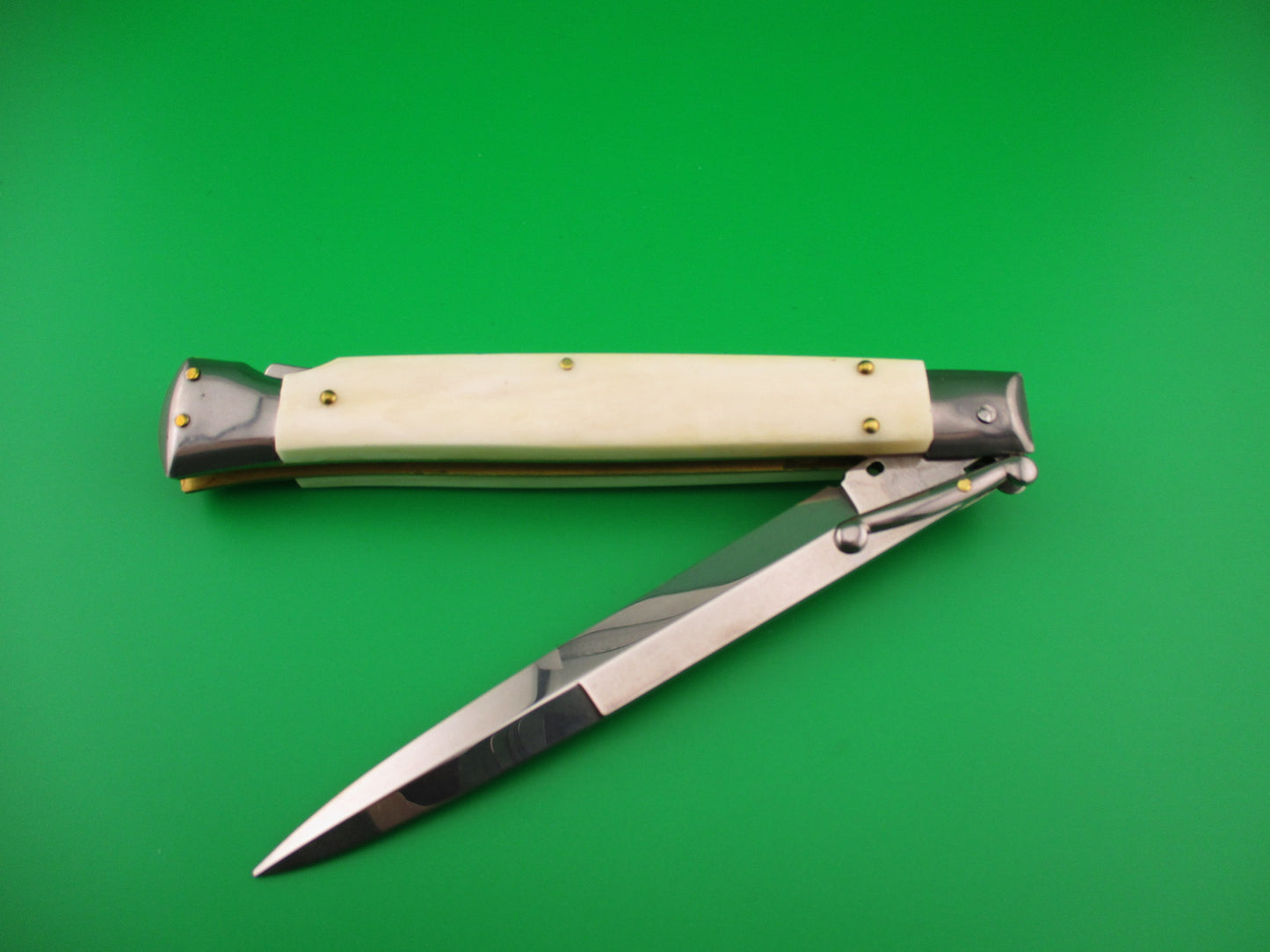 FRANK B ITALY 28cm Italian Swing Guard Ivory Camel bone automatic knife