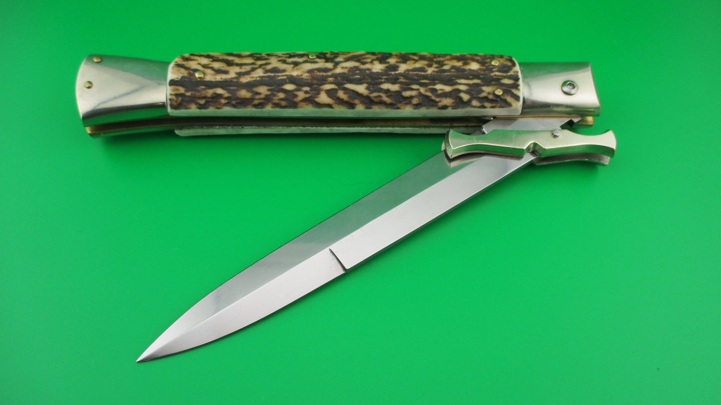 z AGA CAMPOLIN MANIAGO ITALY 2020 33cm Italian Batwing Stag Oval Button switchblade