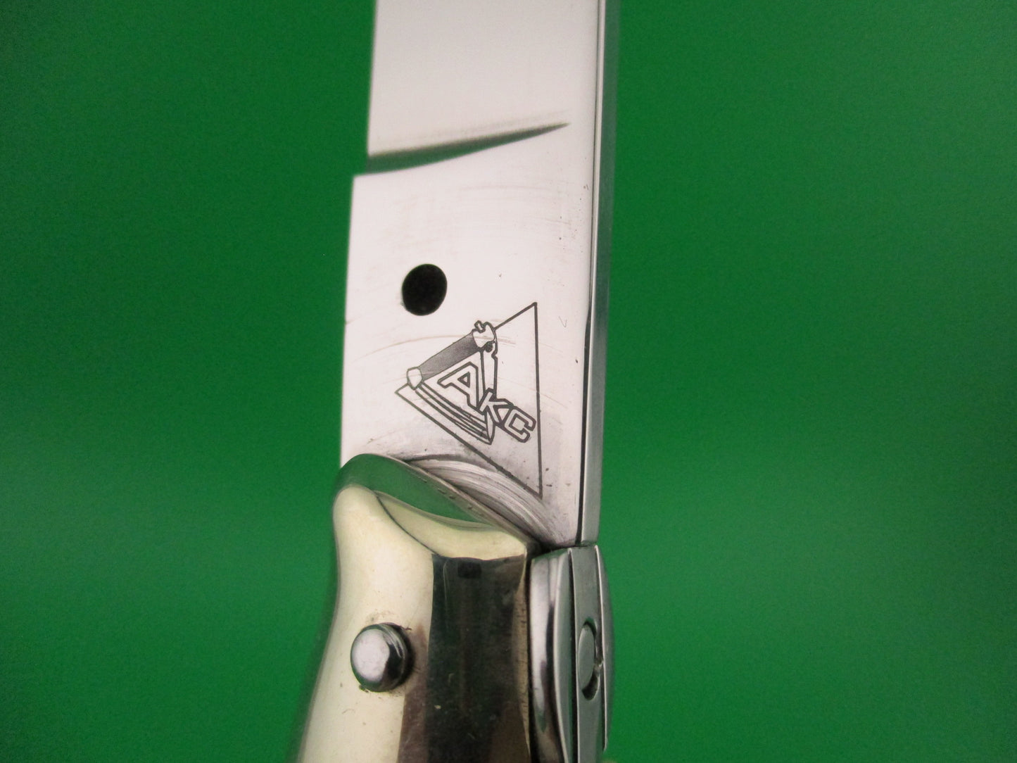 AKC MADE IN ITALY 25cm Italian Picklock Fishtail Stag Automatic knife