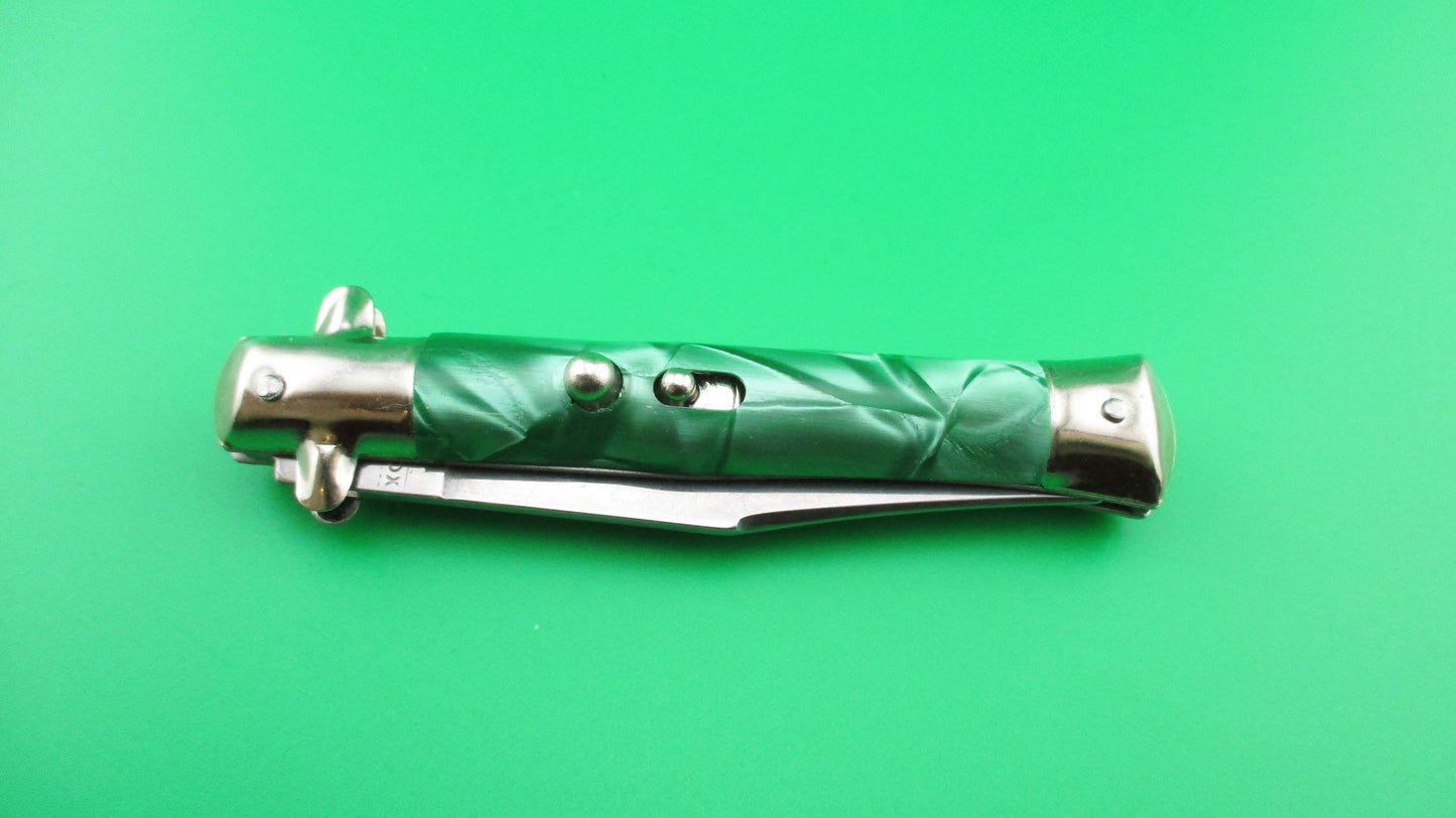 INOX 18cm Italian Tourist knife Green pearl BoBc automatic card knife
