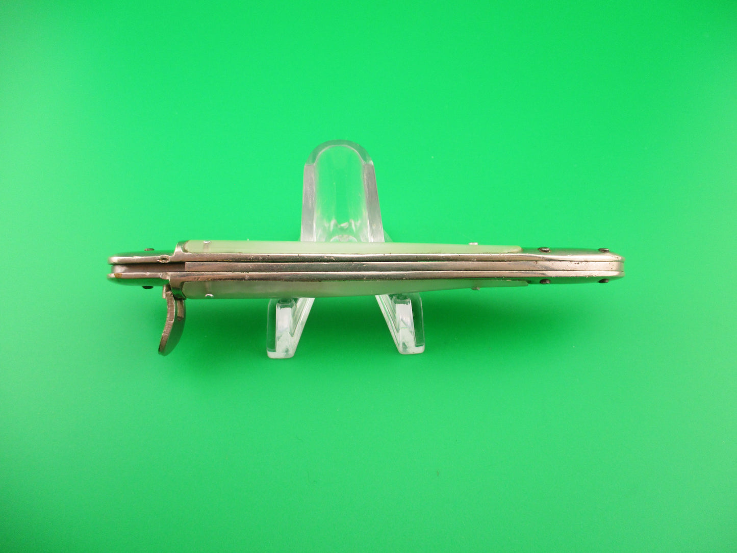 Toledo INOX 21cm Spanish Toothpick Vintage Lever automatic knife w Imitation Pearl scales