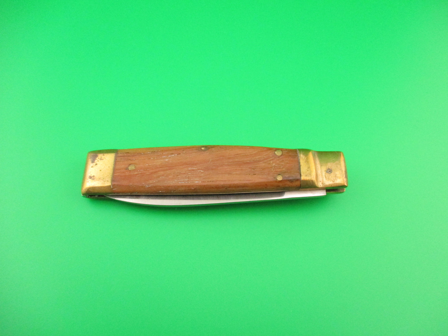 EDGECO STAINLESS STEEL 19cm Chinese Vintage Brass Lever automatic knife