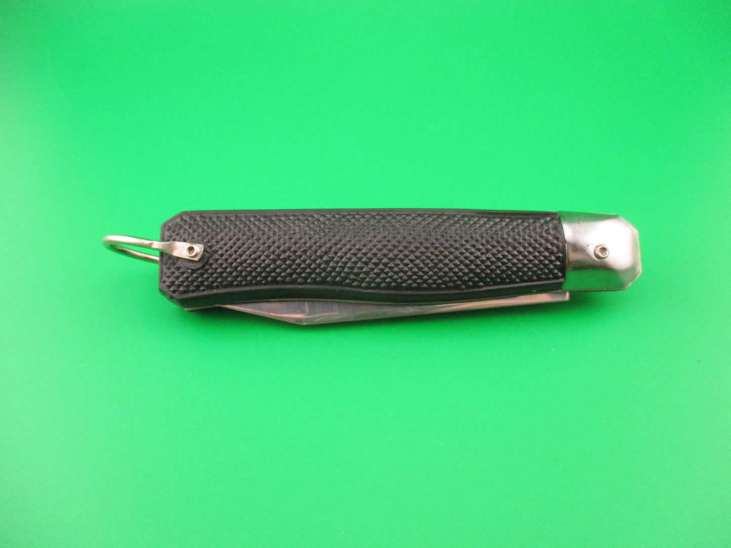 STAINLESS TAIWAN 18cm Black automatic knife w lanyard ring NIB