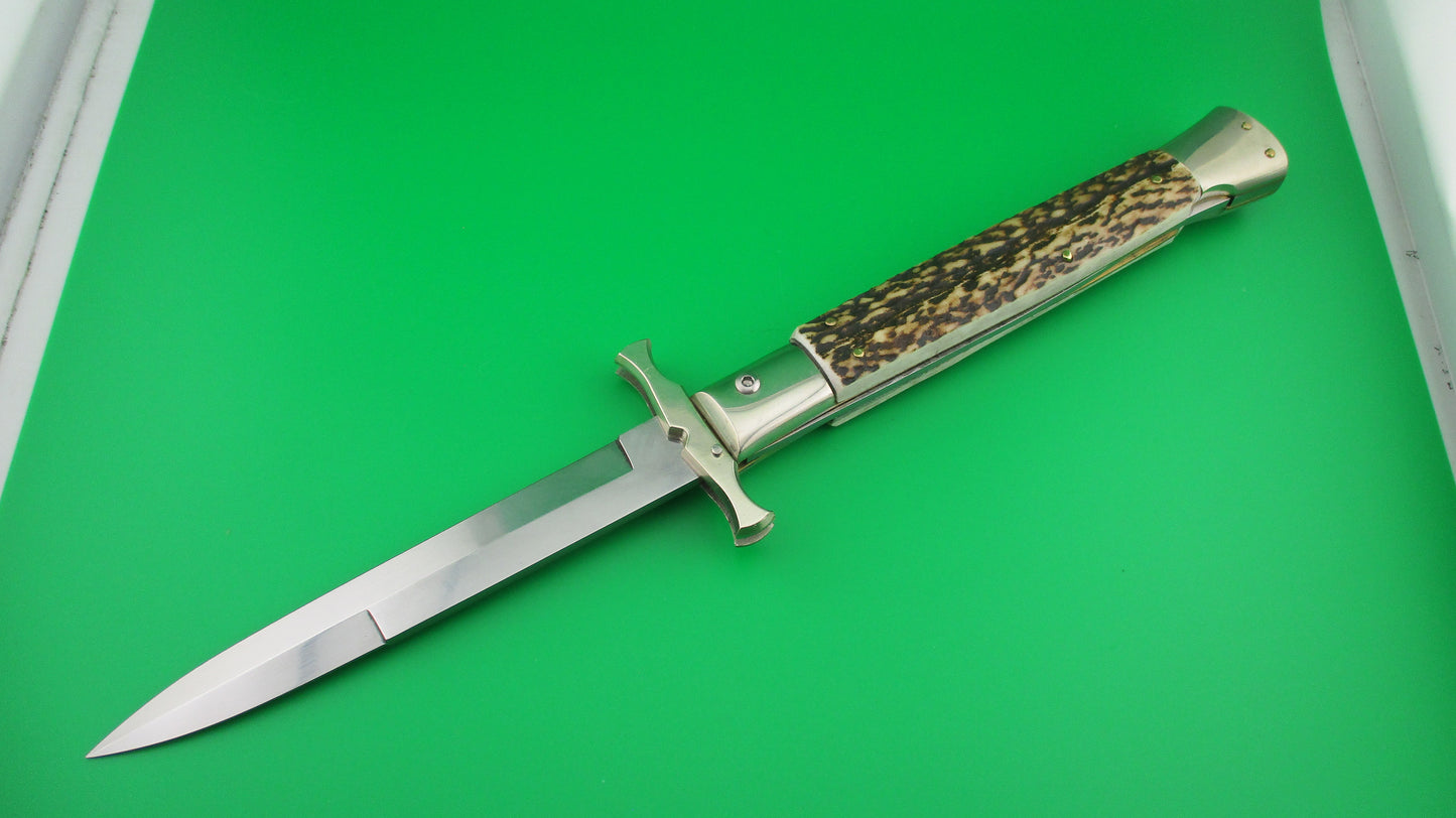 z AGA CAMPOLIN MANIAGO ITALY 2020 33cm Italian Batwing Stag Oval Button switchblade