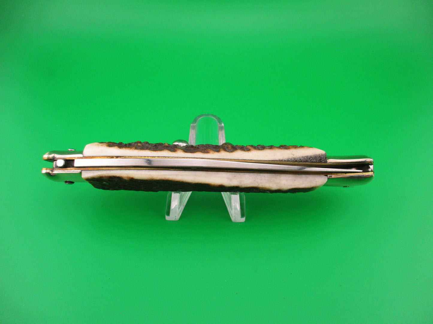 AKC MADE IN ITALY 25cm Italian Picklock Fishtail Stag Automatic knife