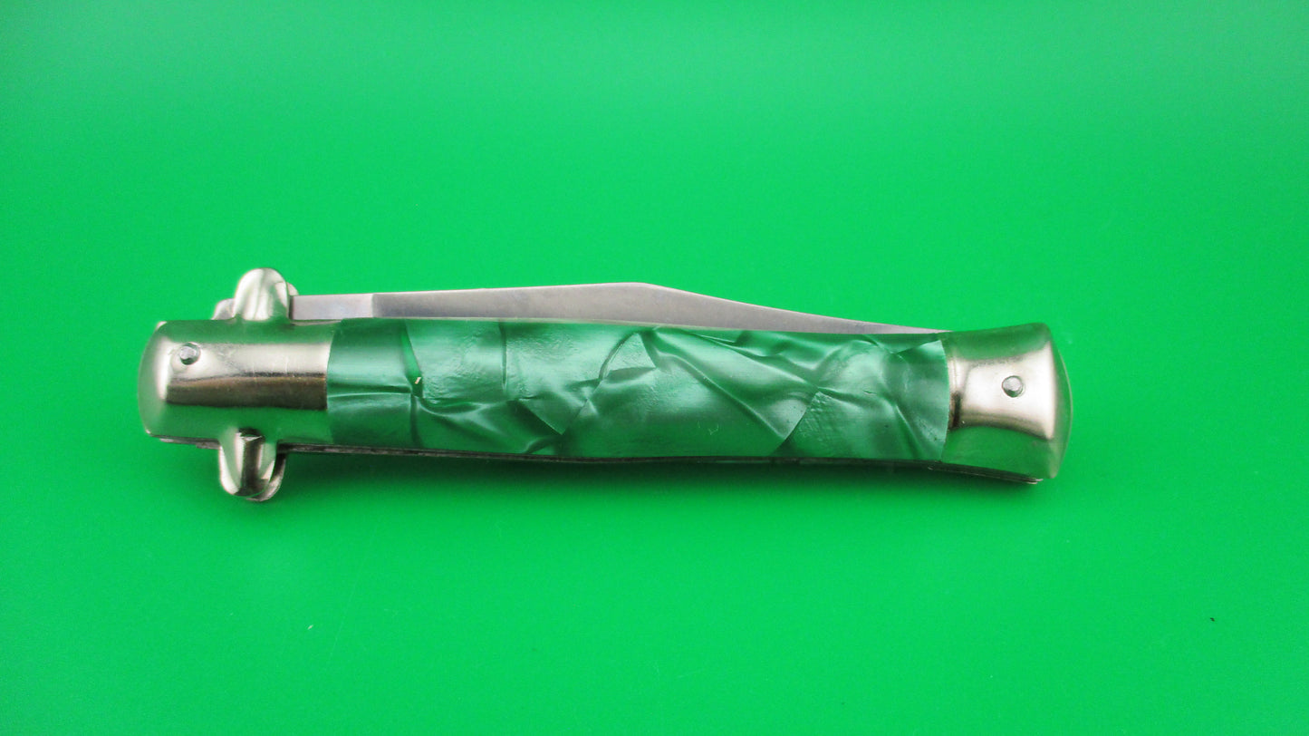 INOX 18cm Italian Tourist knife Green pearl BoBc automatic card knife