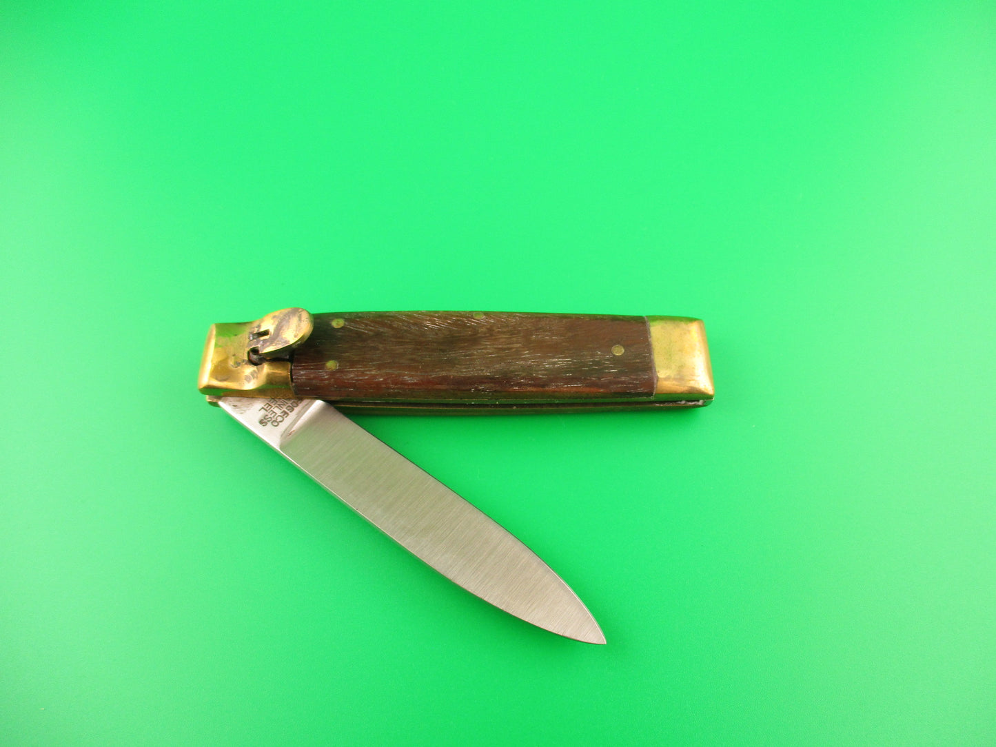 EDGECO STAINLESS STEEL 19cm Chinese Vintage Brass Lever automatic knife