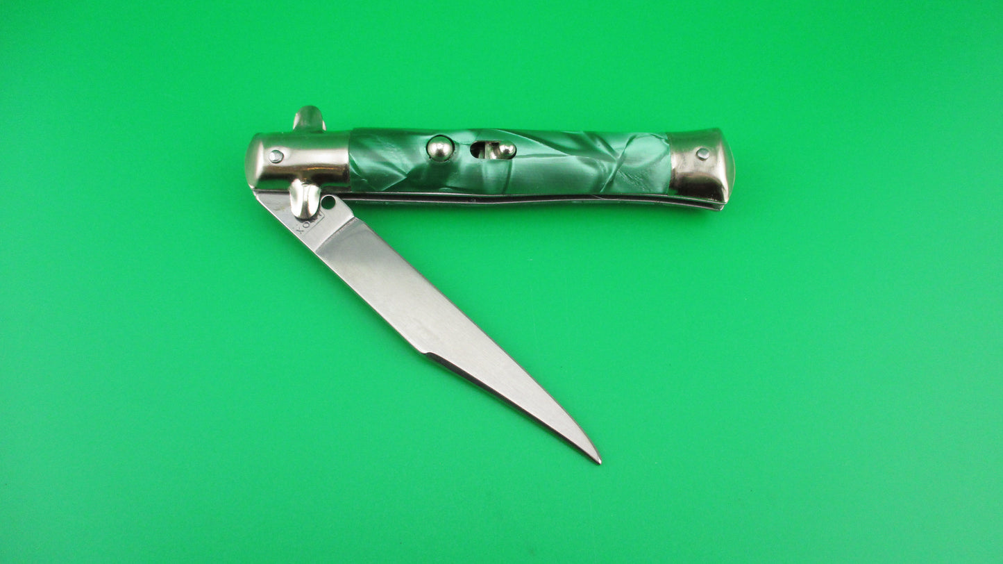 INOX 18cm Italian Tourist knife Green pearl BoBc automatic card knife