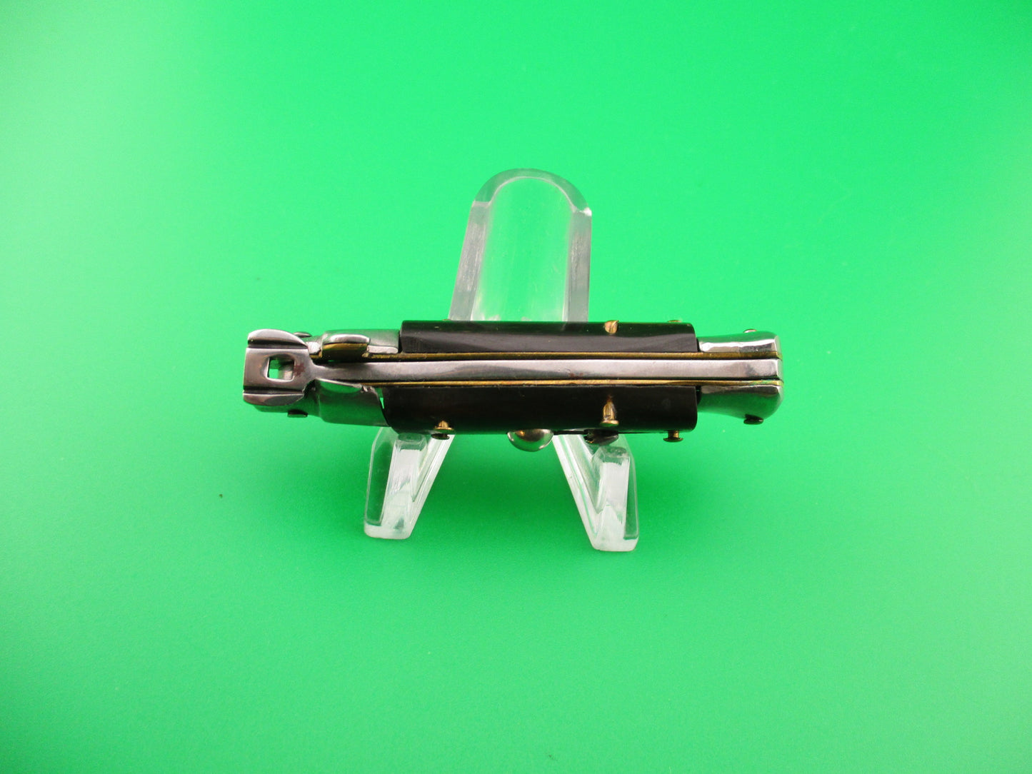 MANIAGO ITALY 12cm Italian Swivel bolster Bayonet streaked horn automatic knife