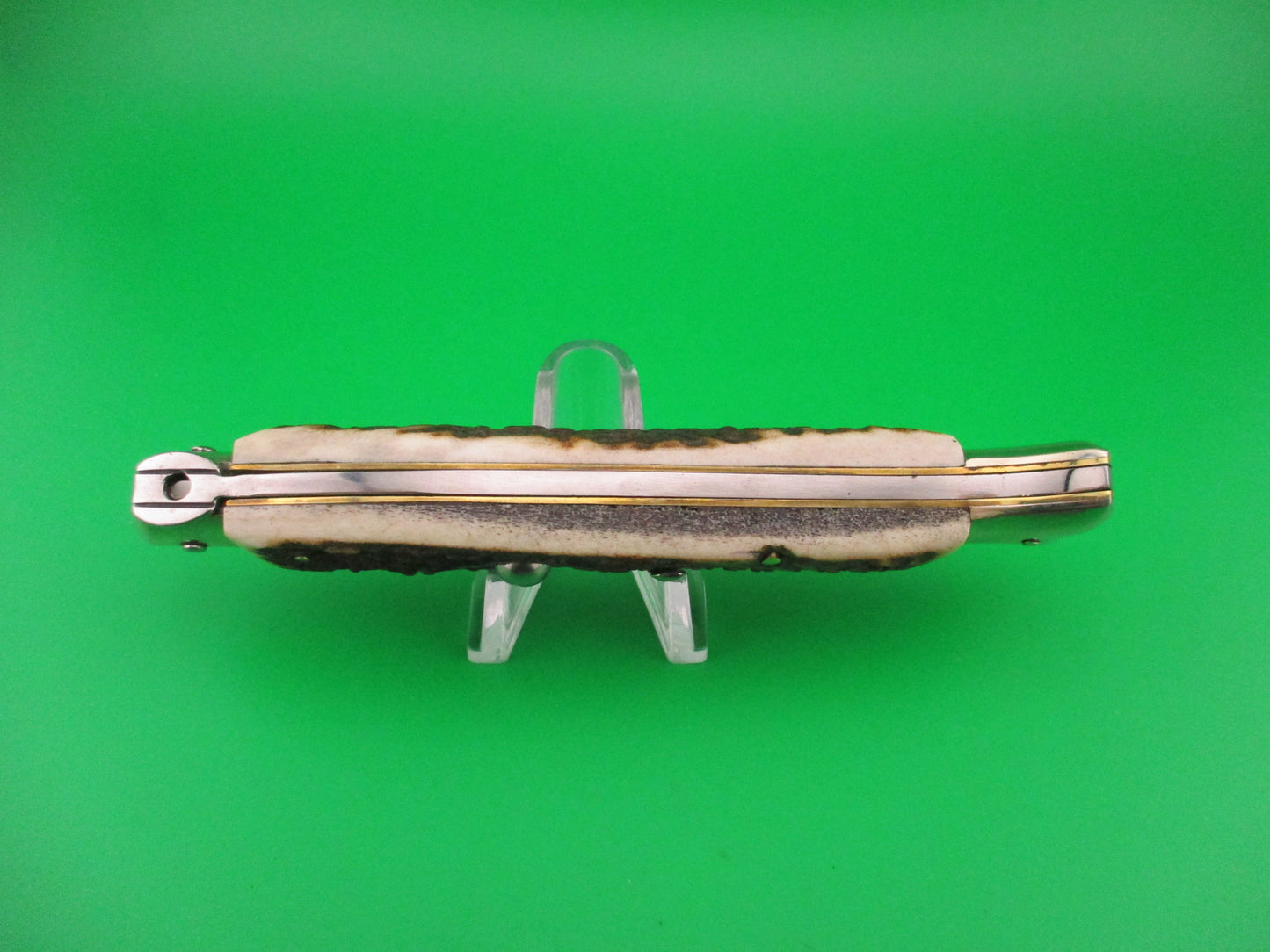 AKC MADE IN ITALY 25cm Italian Picklock Fishtail Stag Automatic knife