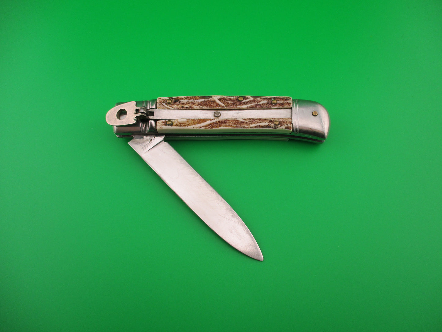 Rostfrei 20cm Italian Faux Stag lever vintage automatic knife