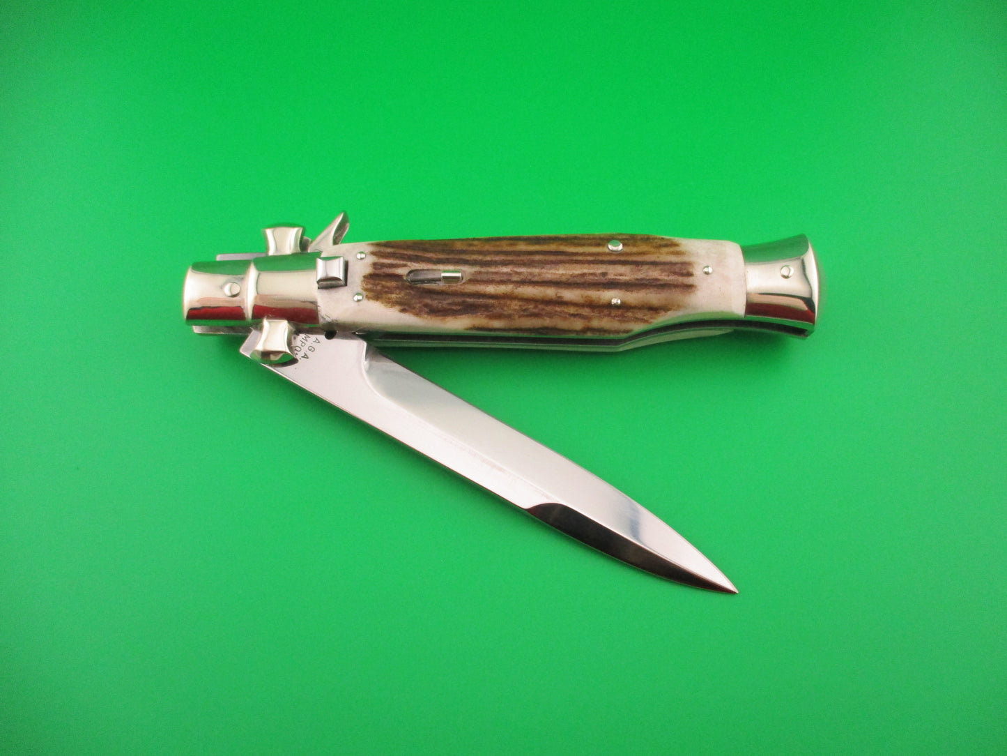 AGA CAMPOLIN ITALY 29cm Italian BLACK WIDOW Stag Fulcrum Wasp Square button knife