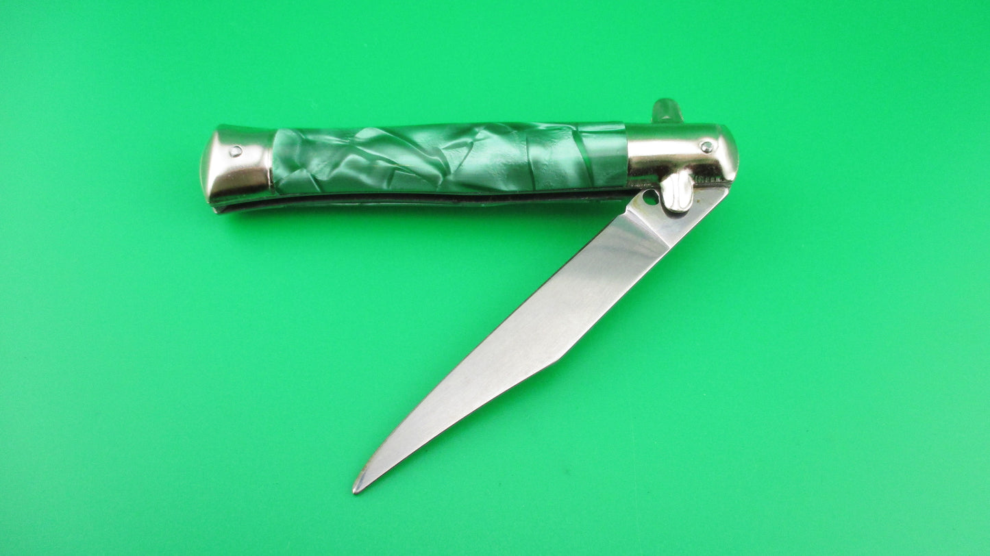 INOX 18cm Italian Tourist knife Green pearl BoBc automatic card knife