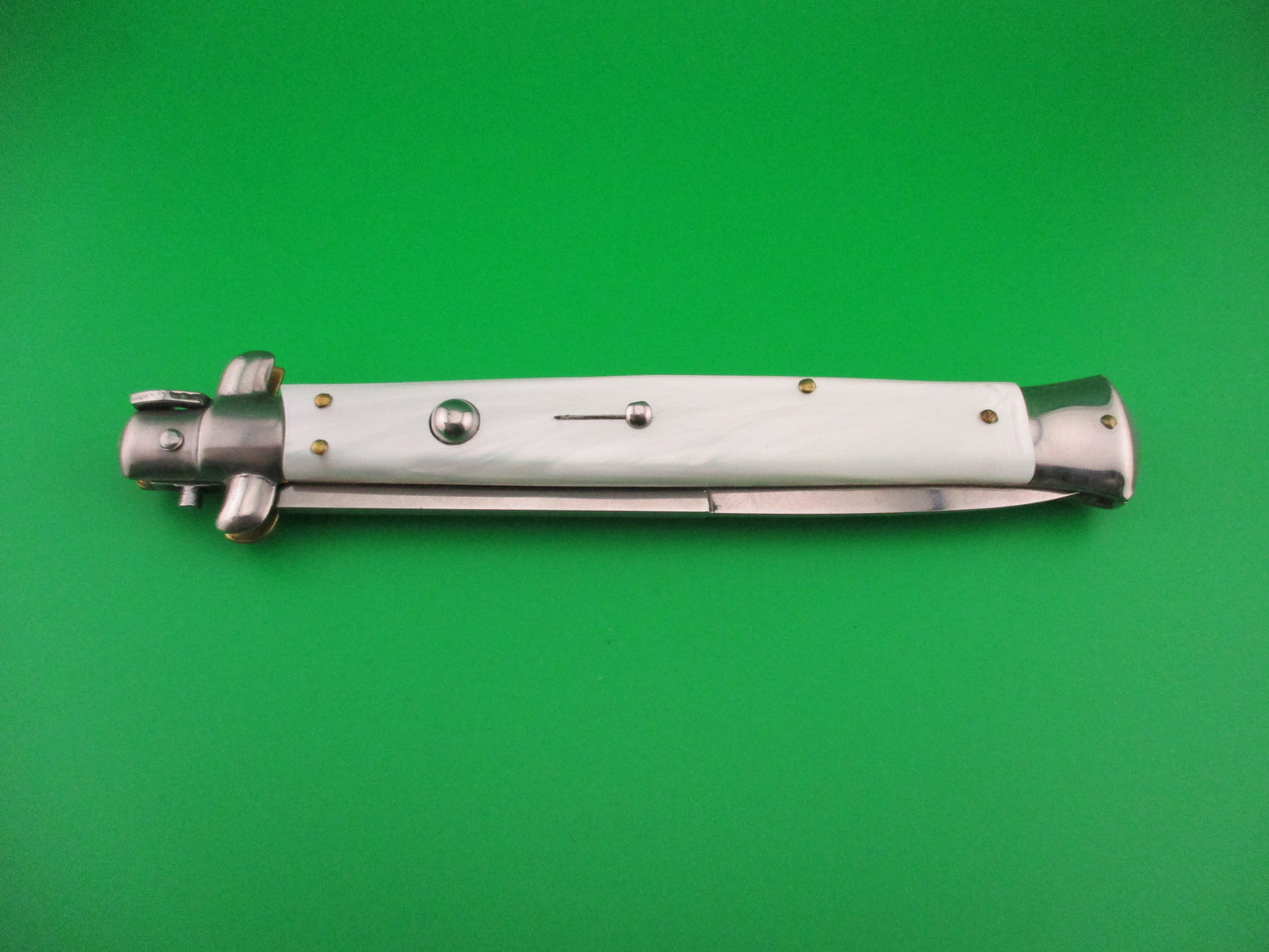 MADE IN ITALY 33cm Italian Stiletto Swivel bolster Pearlex automatic knife