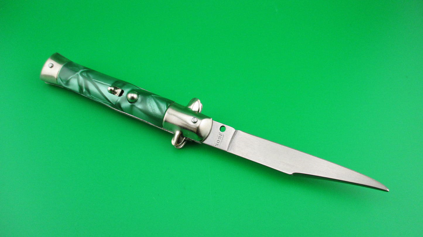 INOX 18cm Italian Tourist knife Green pearl BoBc automatic card knife