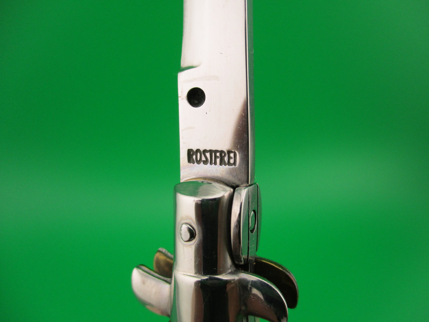 ROSTFREI 16cm Italian Stag stiletto Oreste Dibon swivel bolster automatic knife