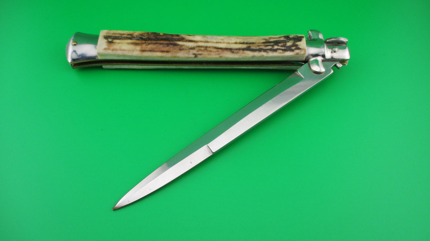 INOX 33cm Italian Stiletto vintage 1980s Stag bayonet automatic knife