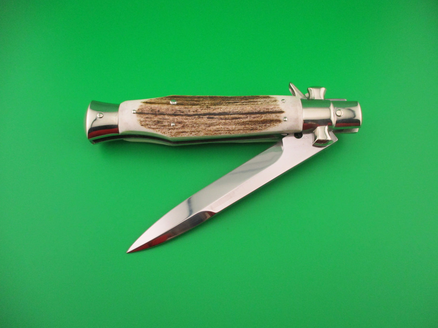 AGA CAMPOLIN ITALY 29cm Italian BLACK WIDOW Stag Fulcrum Wasp Square button knife