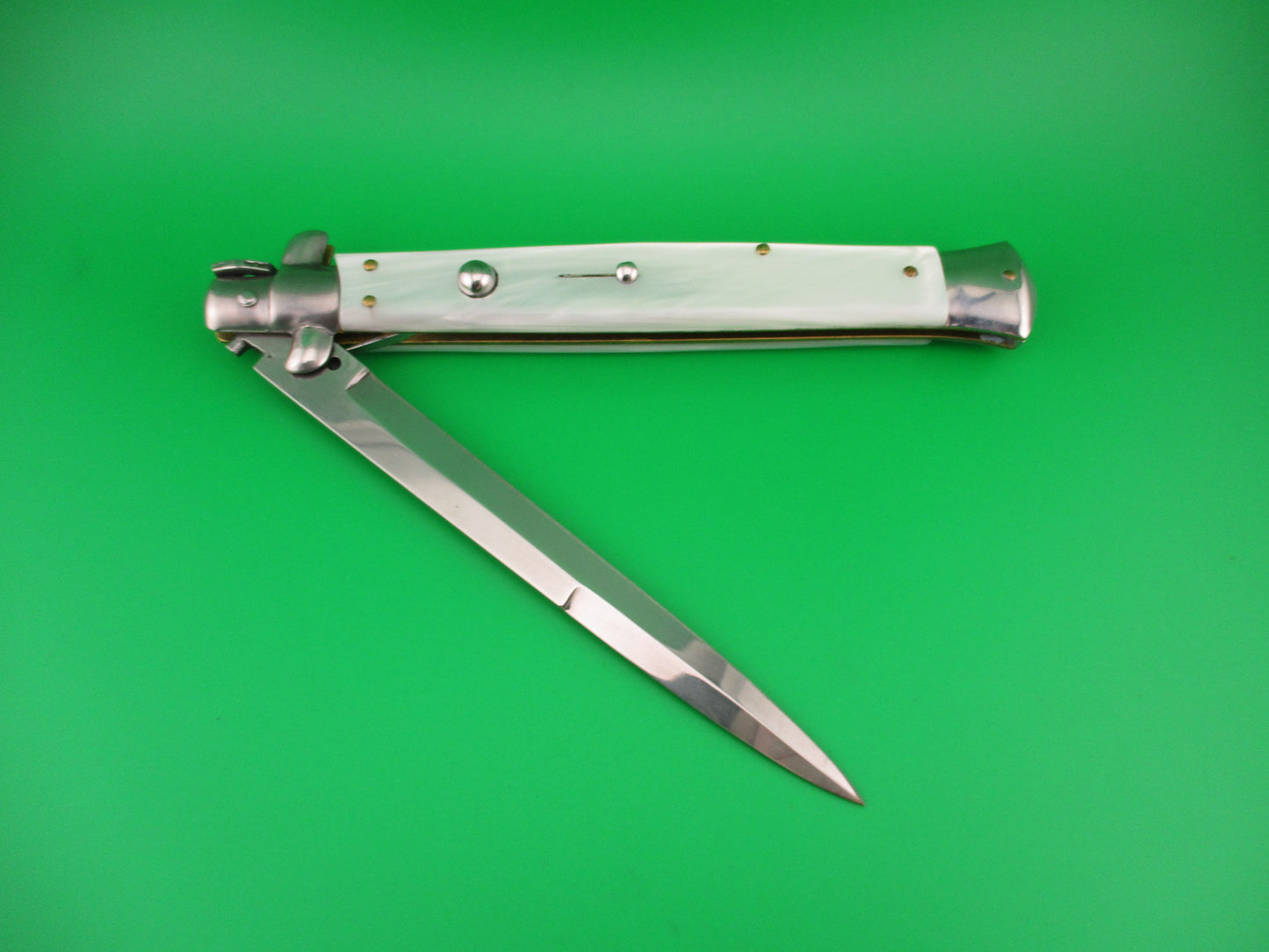 MADE IN ITALY 33cm Italian Stiletto Swivel bolster Pearlex automatic knife