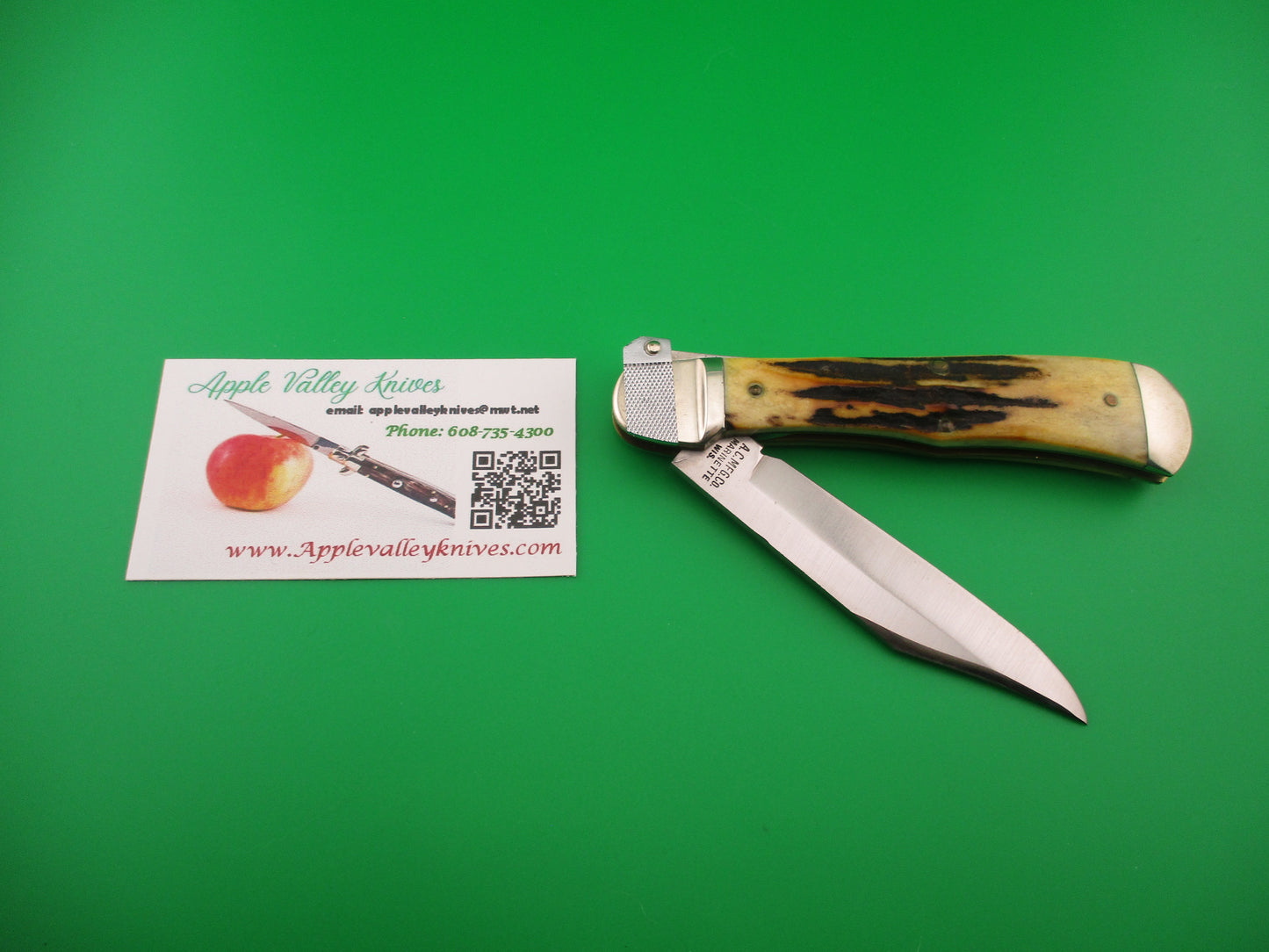Aerial AC MFG Co Marinette, WIS Stag Lever K112 switchblade knife