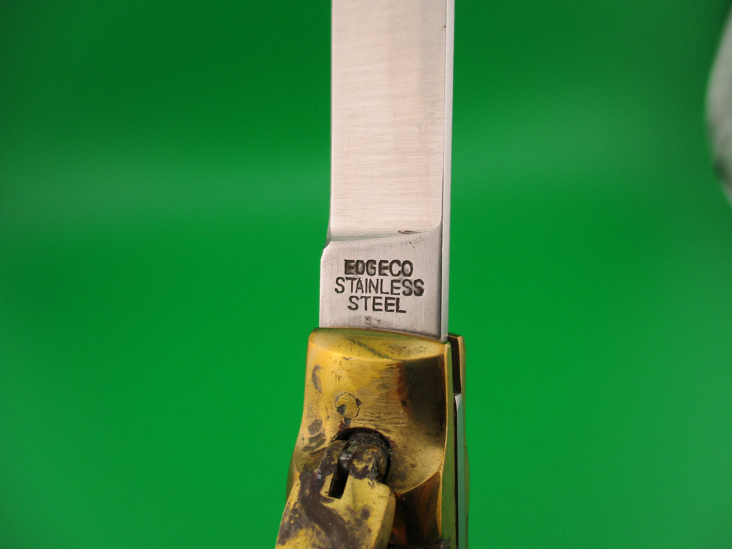 EDGECO STAINLESS STEEL 19cm Chinese Vintage Brass Lever automatic knife