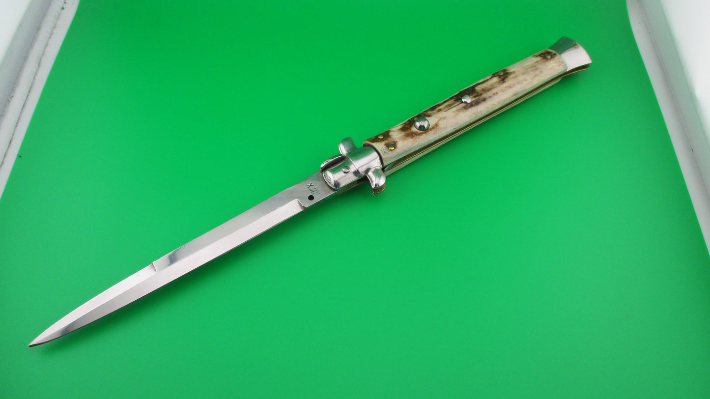 INOX 33cm Italian Stiletto vintage 1980s Stag bayonet automatic knife