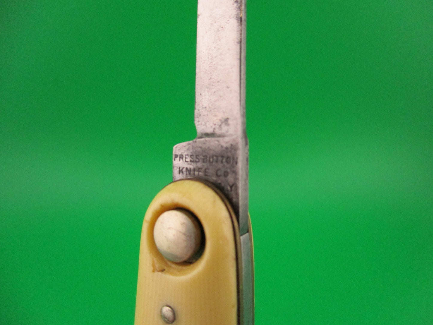 PRESS BUTTON KNIFE CO WALDEN, NY Medium double Ivory Cell switchblade knife
