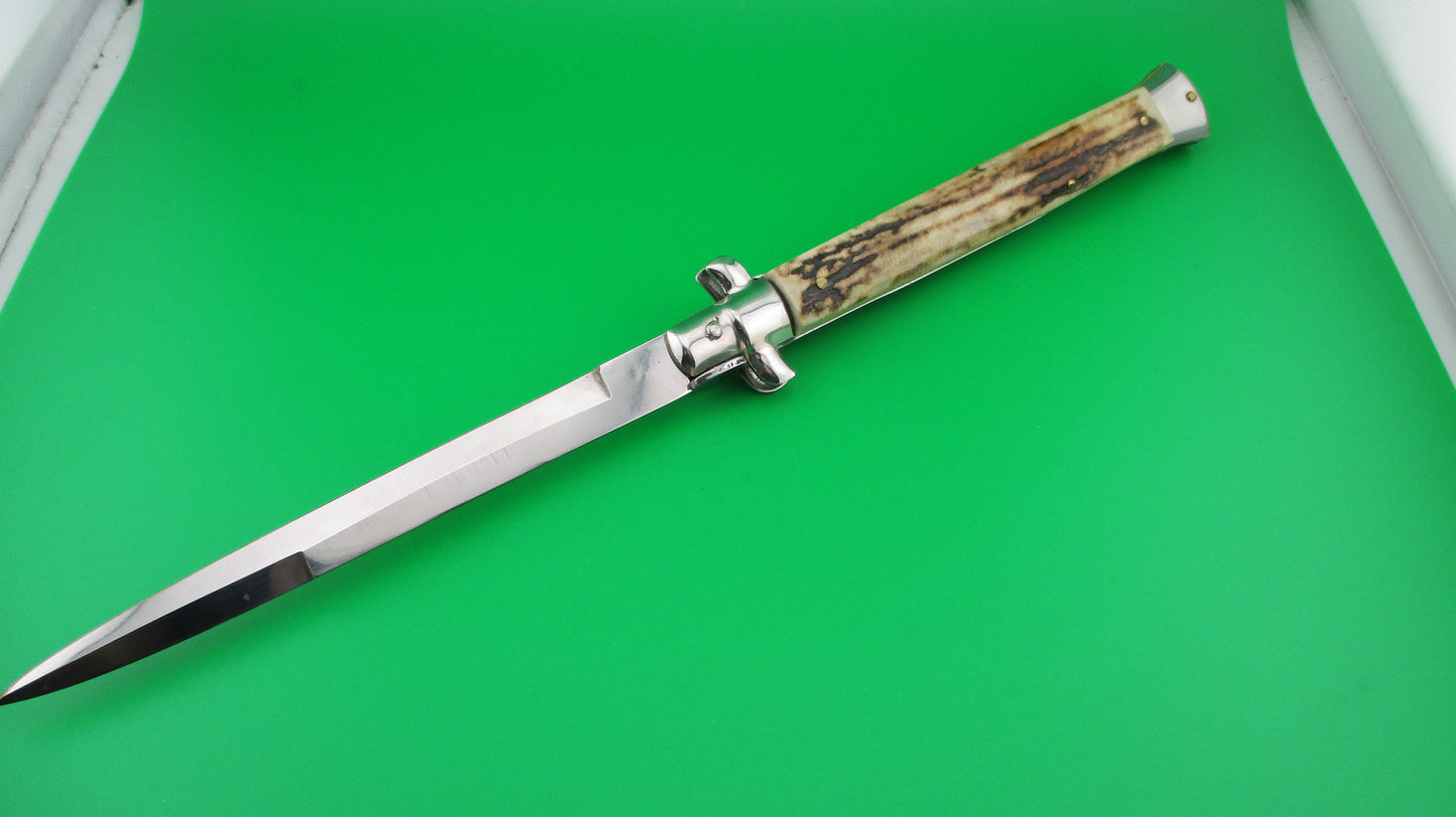 INOX 33cm Italian Stiletto vintage 1980s Stag bayonet automatic knife