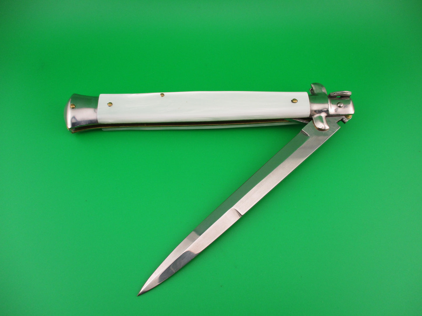 MADE IN ITALY 33cm Italian Stiletto Swivel bolster Pearlex automatic knife