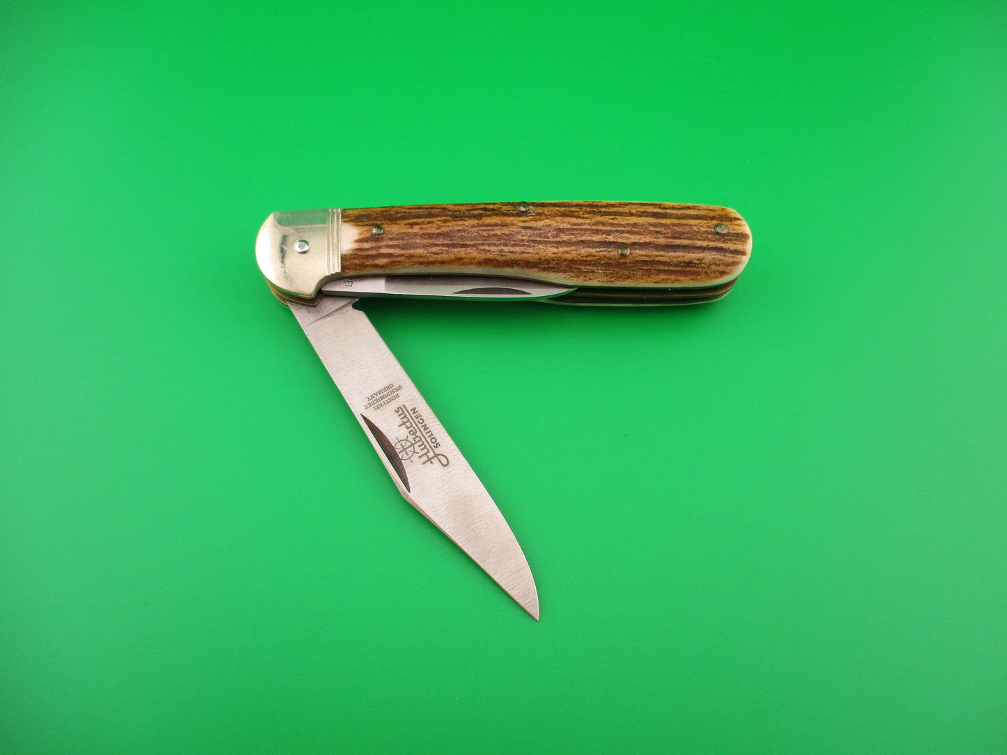 Hubertus SOLINGEN 10cm German Stag Pen Blade release automatic knife