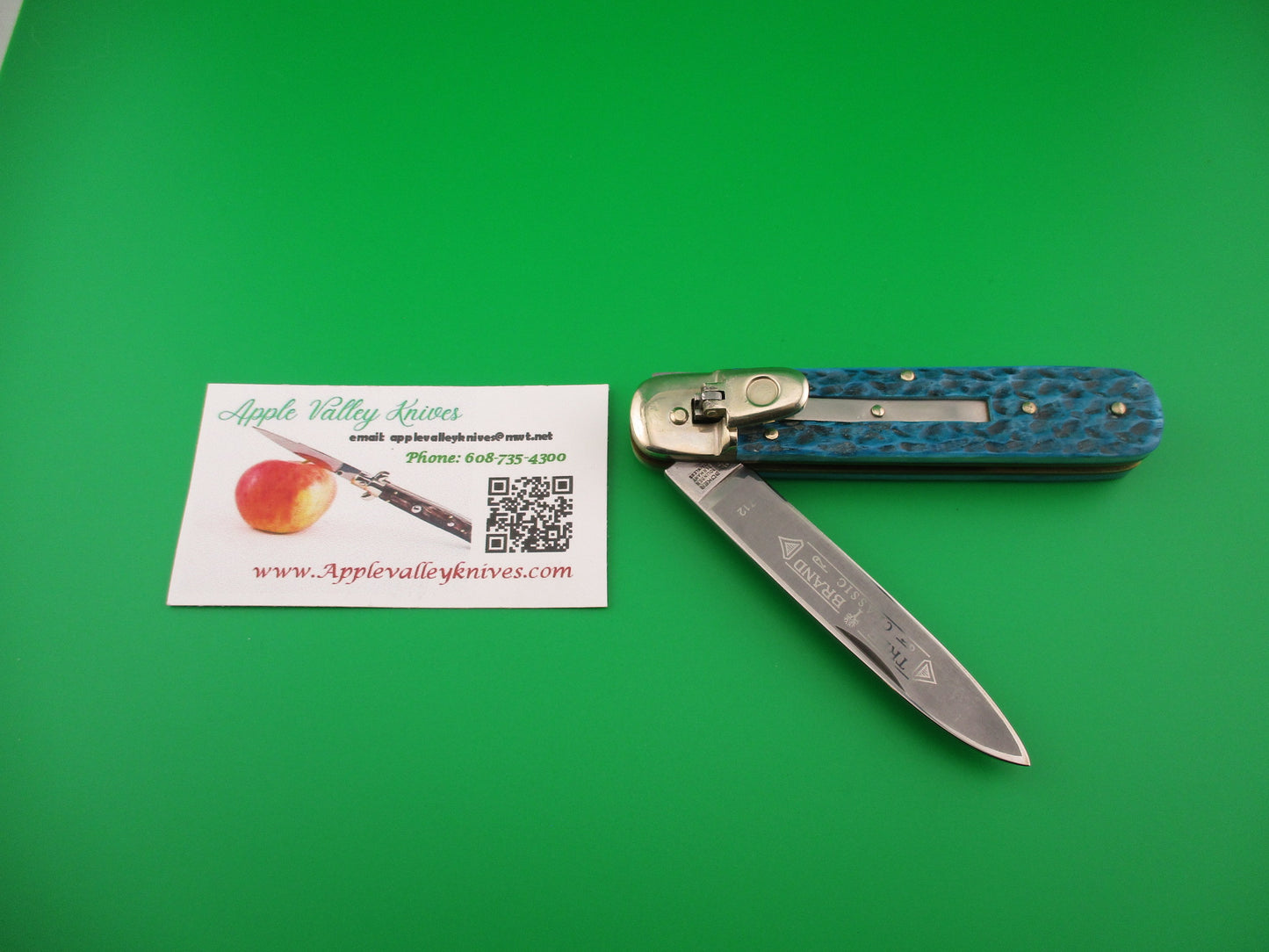 z BOKER TREE BRAND CLASSIC 712 11cm German Lever automatic knife Blue jigged bone
