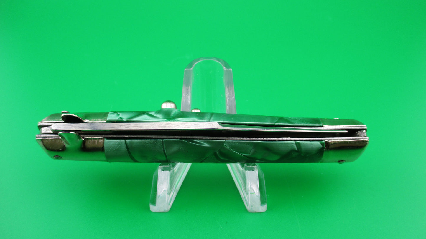 INOX 18cm Italian Tourist knife Green pearl BoBc automatic card knife