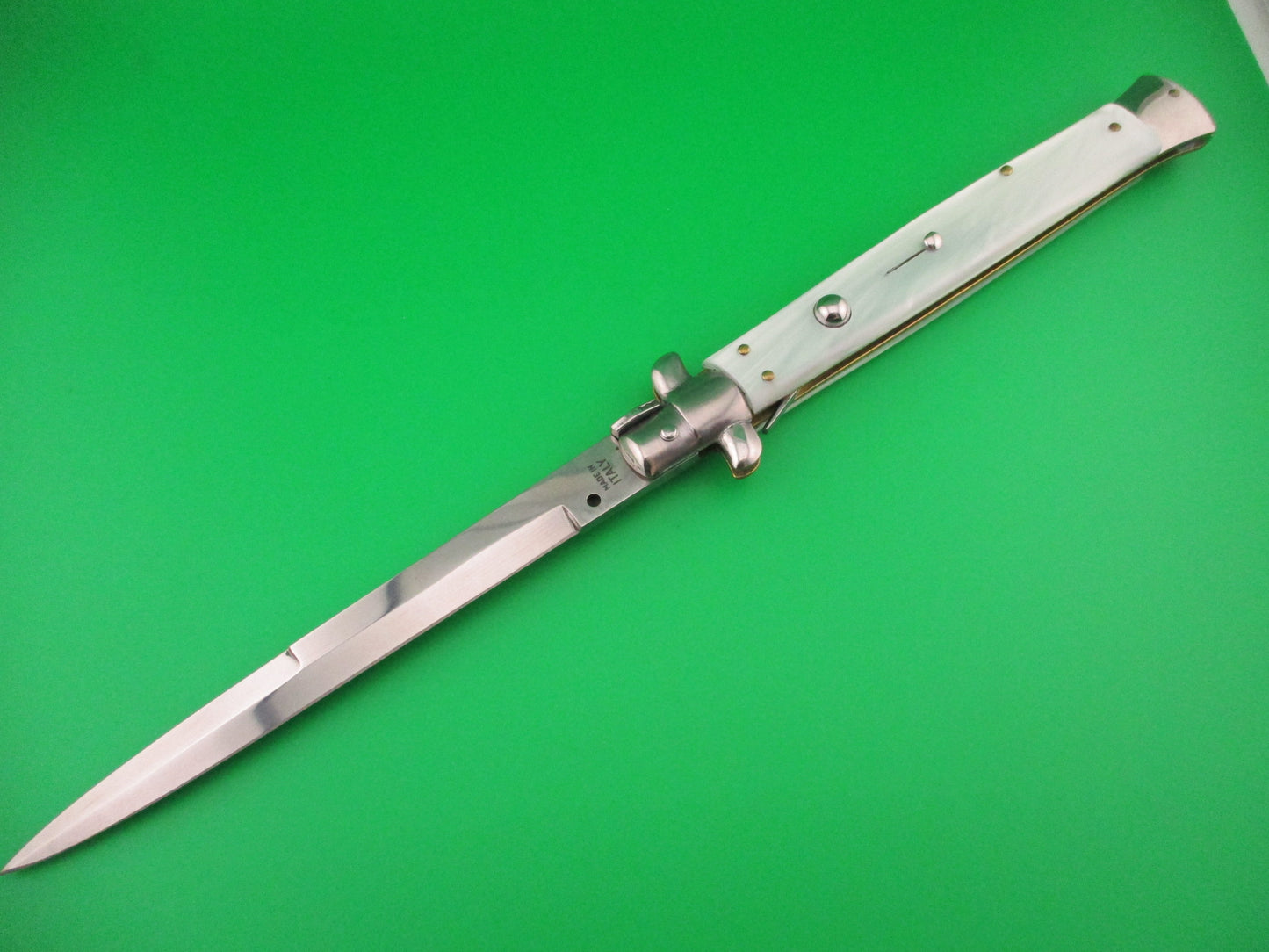 MADE IN ITALY 33cm Italian Stiletto Swivel bolster Pearlex automatic knife