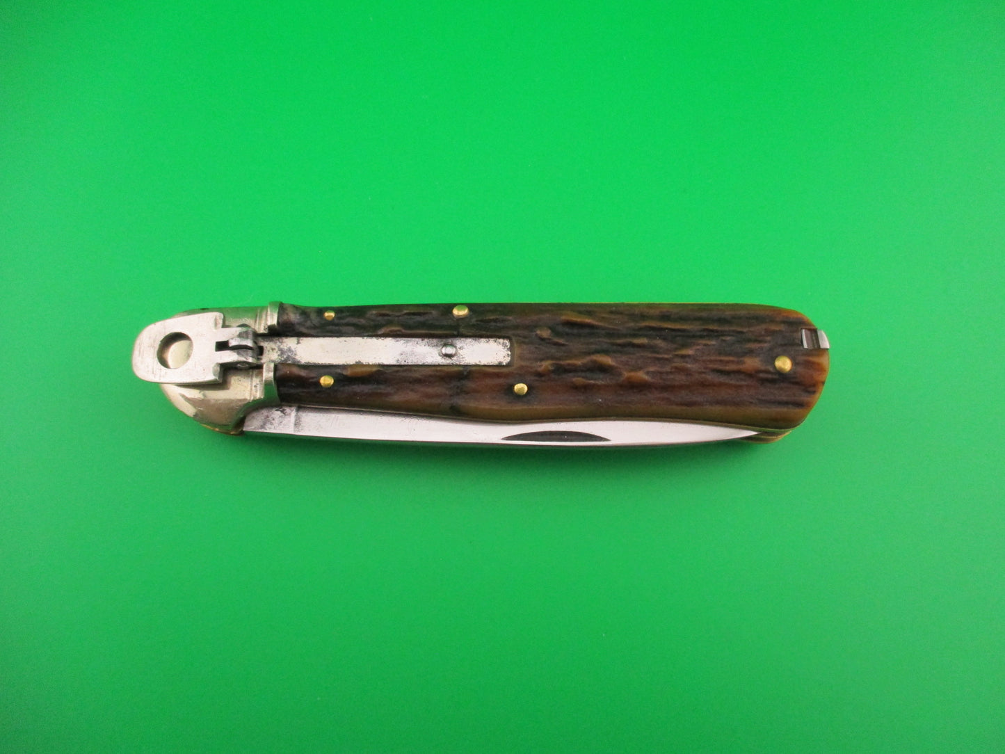 GECO SOLINGEN 12cm German Lever 4 blade Stag Camper automatic knife