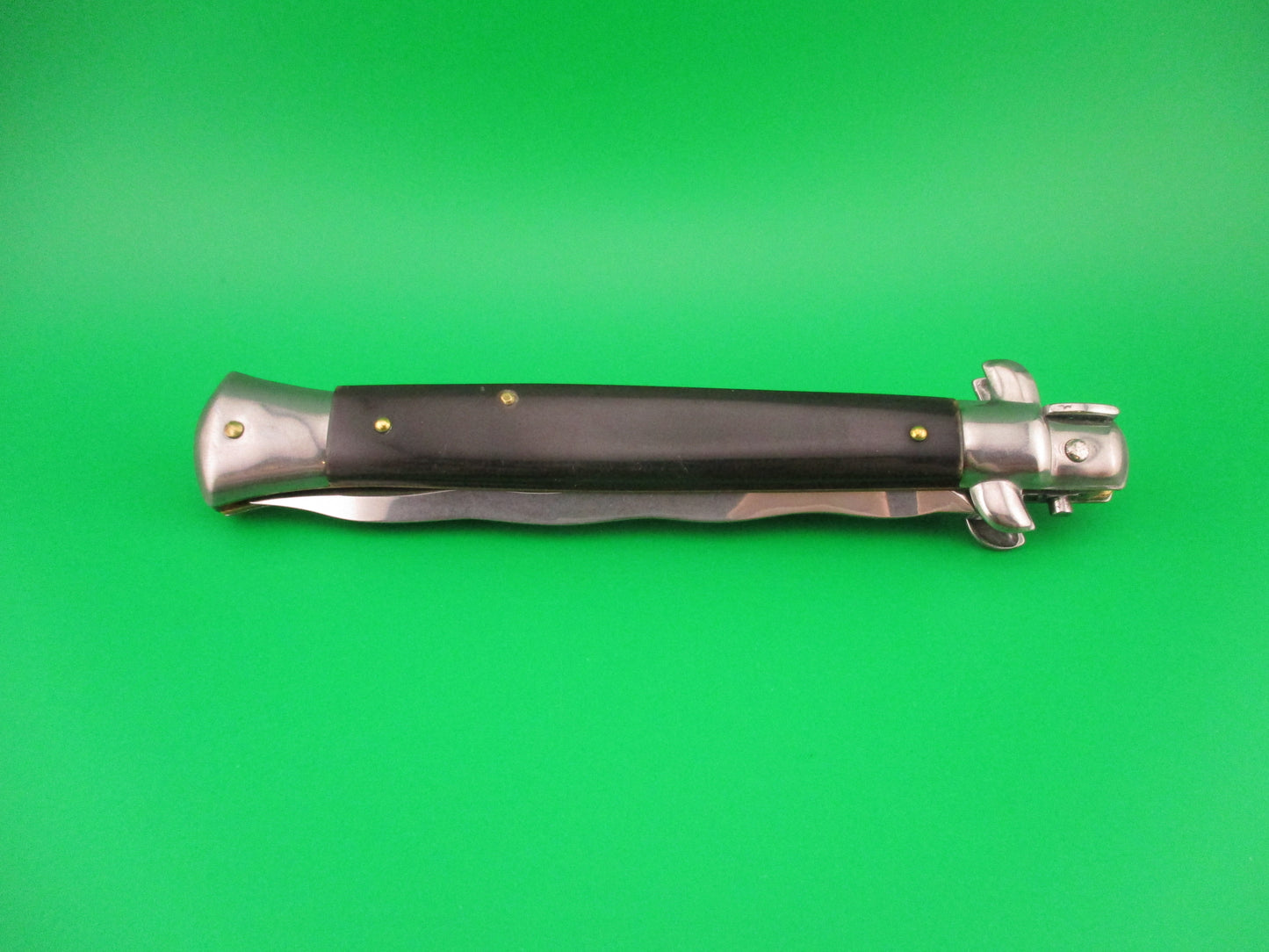 Frank B Italy 28cm Italian Kris Stiletto Swivel bolster Black switchblade knife