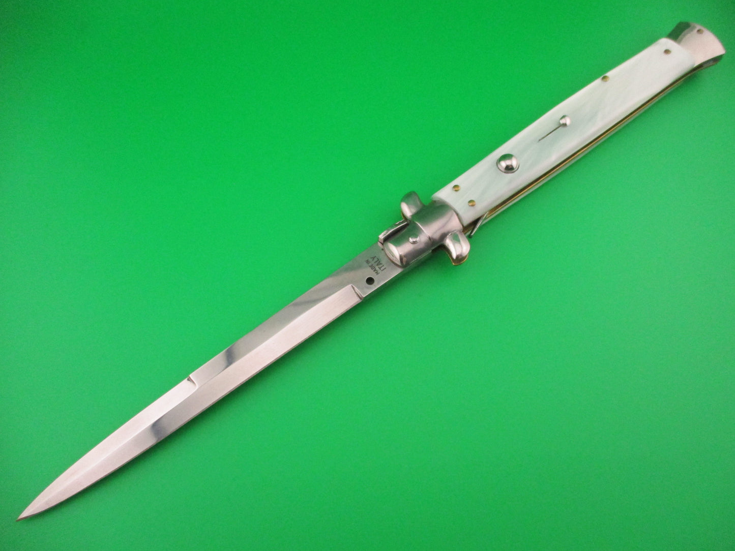 MADE IN ITALY 33cm Italian Stiletto Swivel bolster Pearlex automatic knife